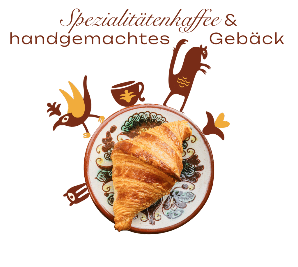 Spezialitätenkaffee und Croissant im Café und Buchladen Cozy Place Basel